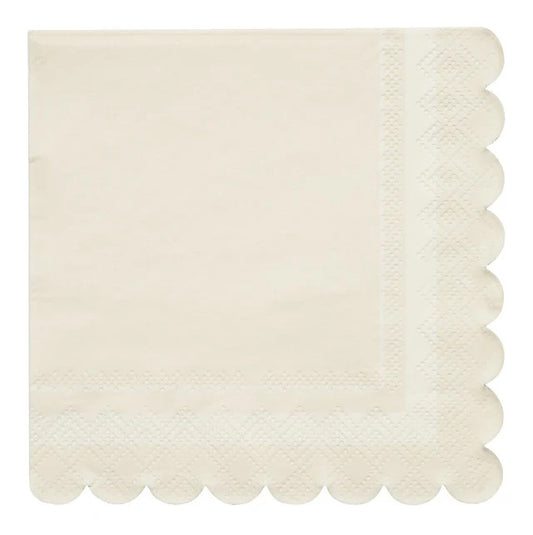 SCALLOPED EDGE CREAM COCKTAIL NAPKINS