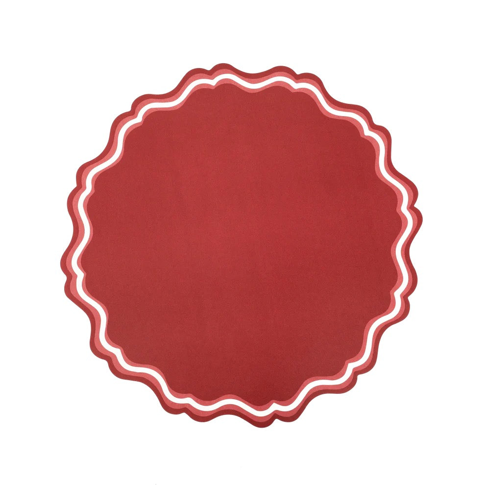 RED FANCY SCALLOP PAPER PLACEMATS