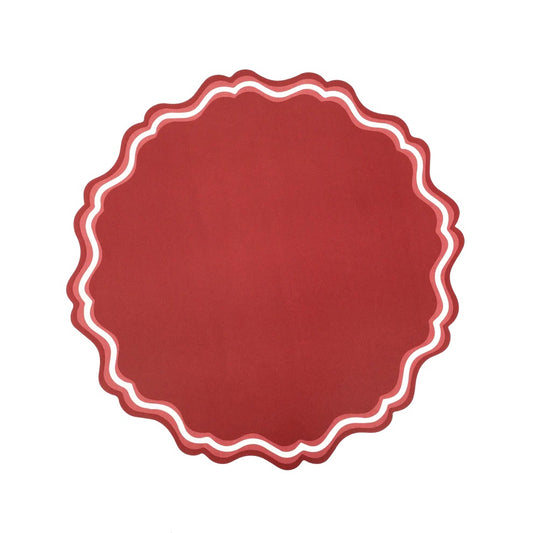 RED FANCY SCALLOP PAPER PLACEMATS
