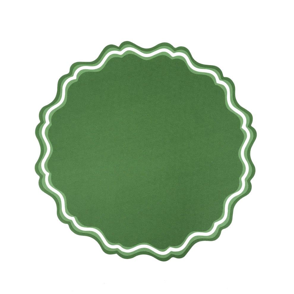 GREEN FANCY SCALLOP PAPER PLACEMATS