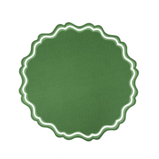 GREEN FANCY SCALLOP PAPER PLACEMATS