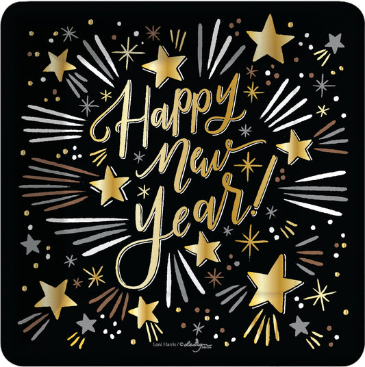 Sparkling New Year Paper Dessert Plate