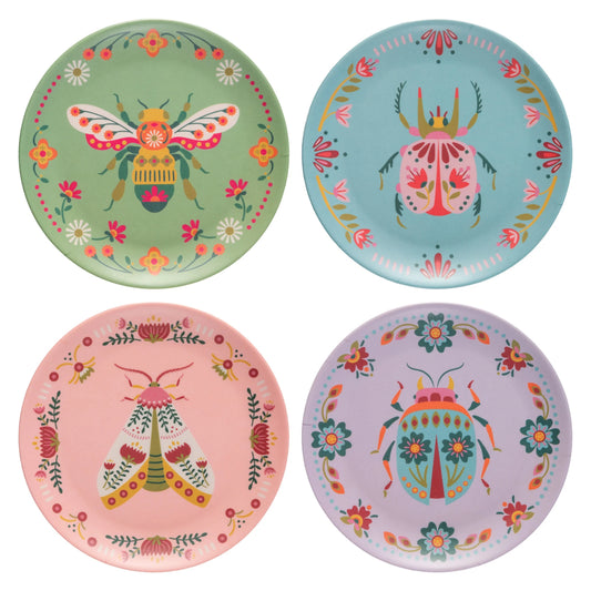 COLORFUL BUGS MELAMINE DESSERT PLATES