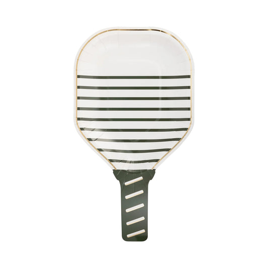 WHITE PICKLEBALL PADDLE DESSERT PLATES