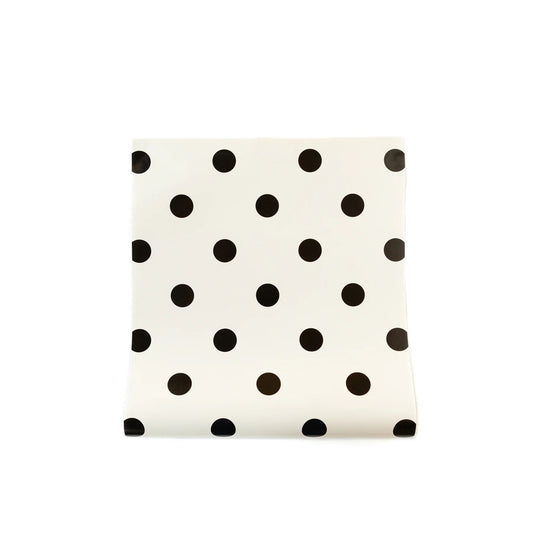 CREAM WITH BLACK DOTS PAPER TABLE RUNNER