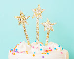 Set of 3 Stars Pearl Confetti Cake Topper