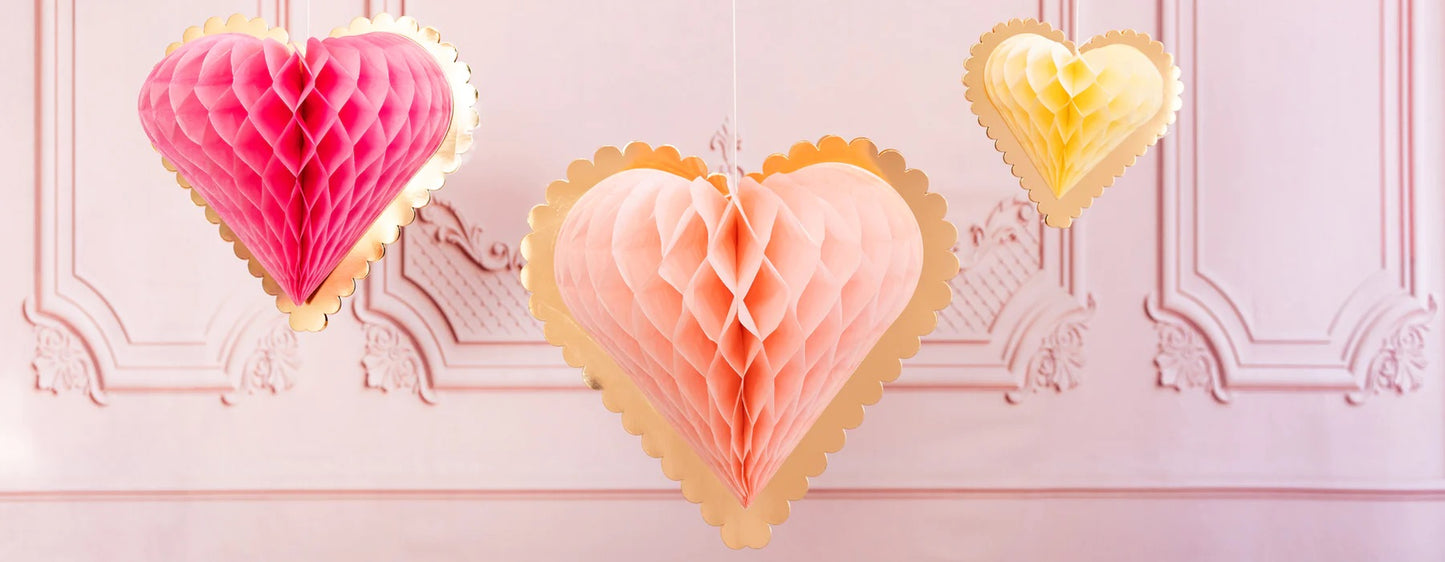 SECRET ADMIRER HONEYCOMB HANGING HEARTS