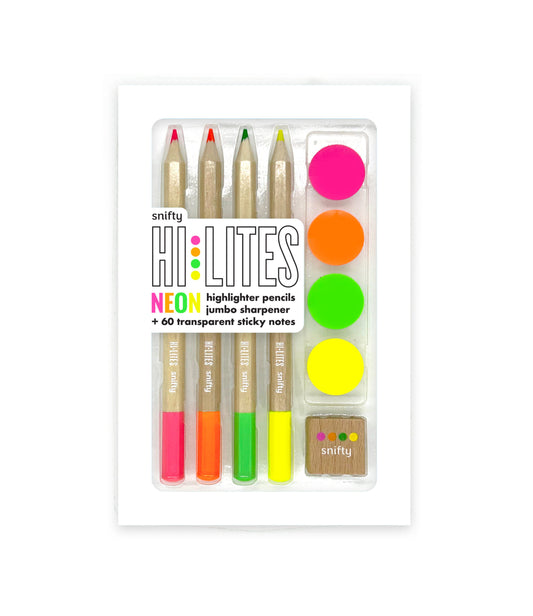 Glo•Notes Neon Highlighter Pencil Set: Illuminate Your Notes with Vibrancy