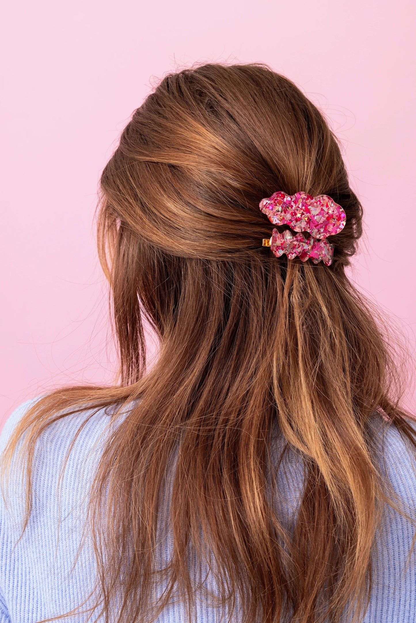 PINK CONFETTI HAIR CLIP SET