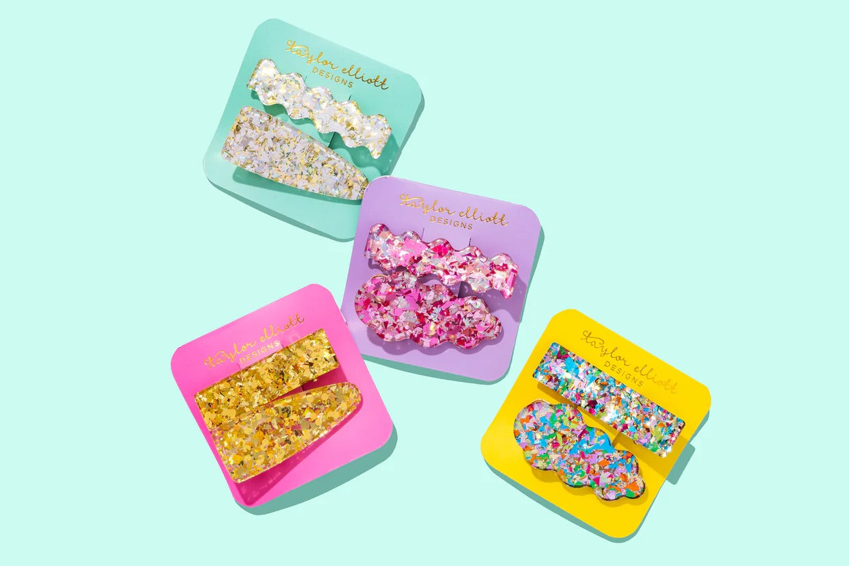 PINK CONFETTI HAIR CLIP SET