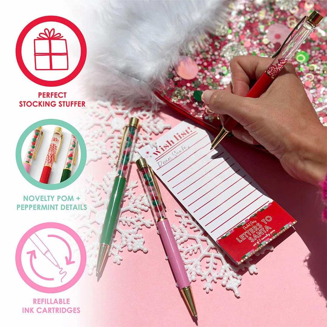 LETTERS TO SANTA CONFETTI PEN SET- BLACK INK