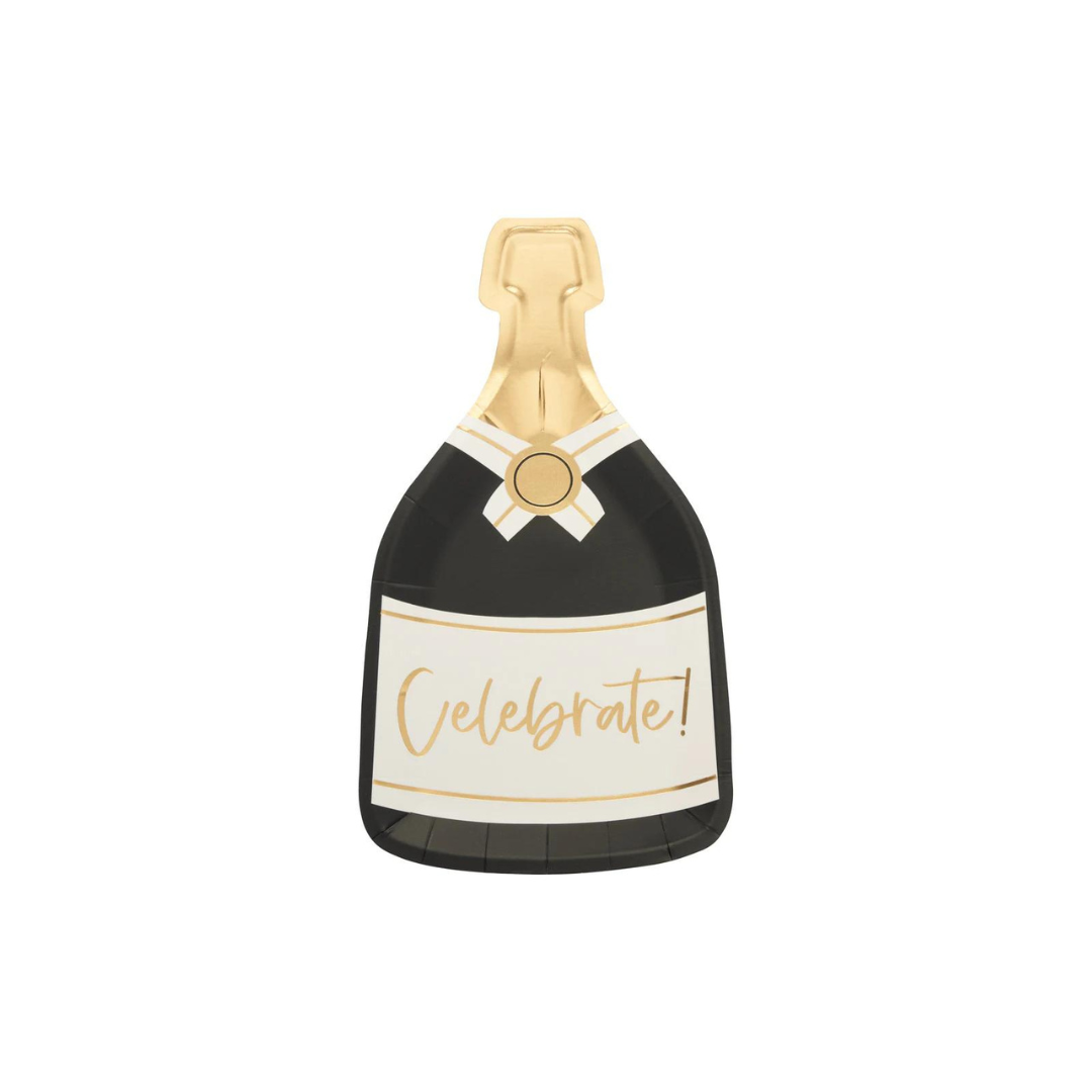CHAMPAGNE BOTTLE CELEBRATE DESSERT PLATES