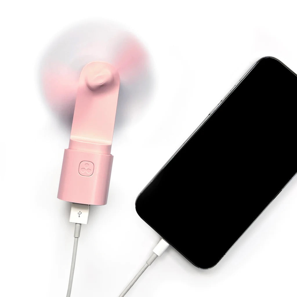 PINK "EASY BREEZY" PORTABLE FAN WITH POWER BANK