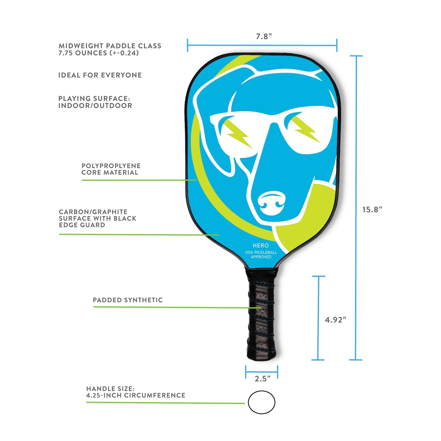 BLUE DOG HERO PICKLEBALL PADDLE