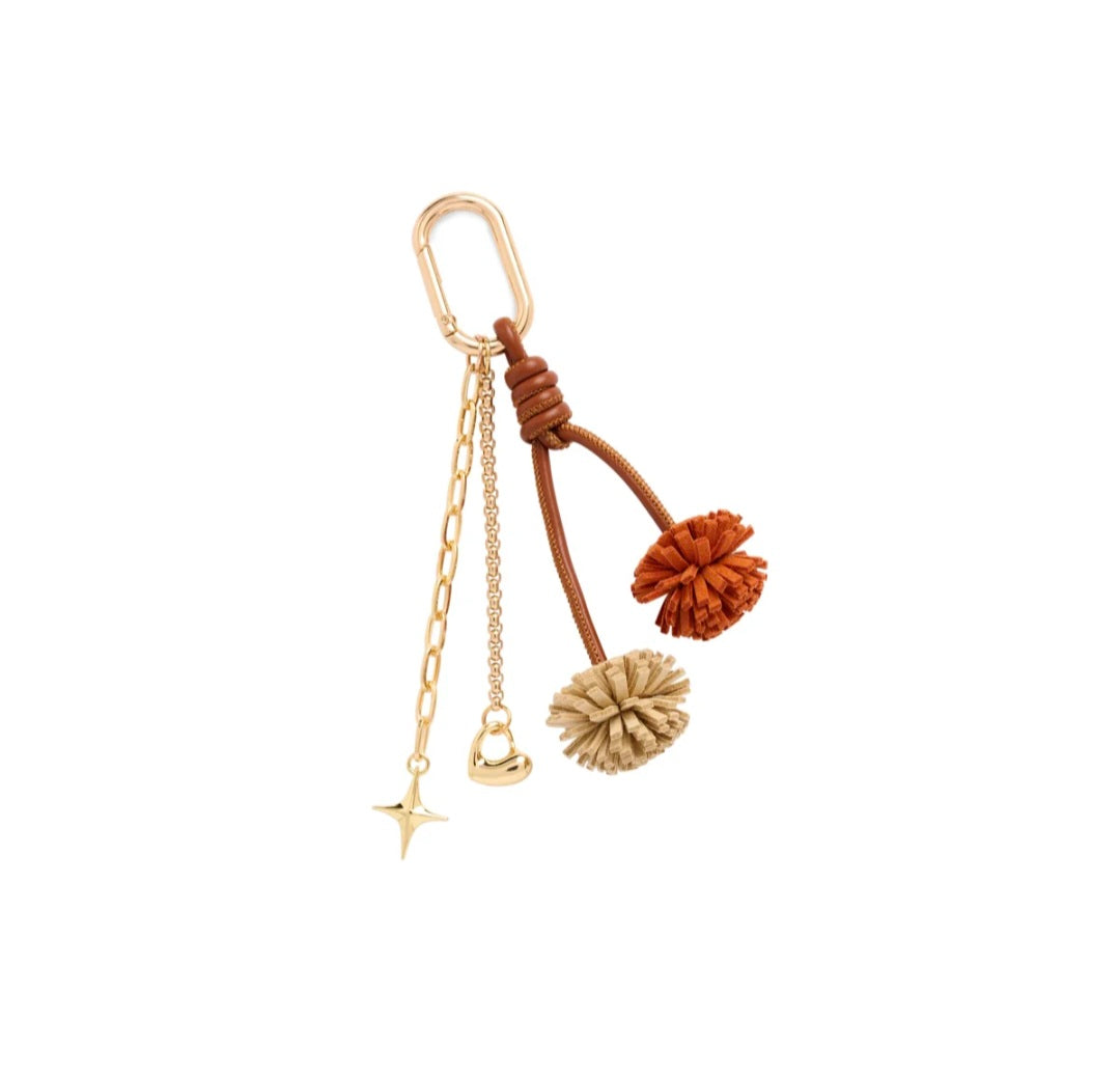 Pom Pom Bag Charm/Key Ring-Ivory