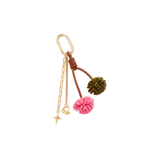 Pom Pom Bag Charm/Key Ring-Pink