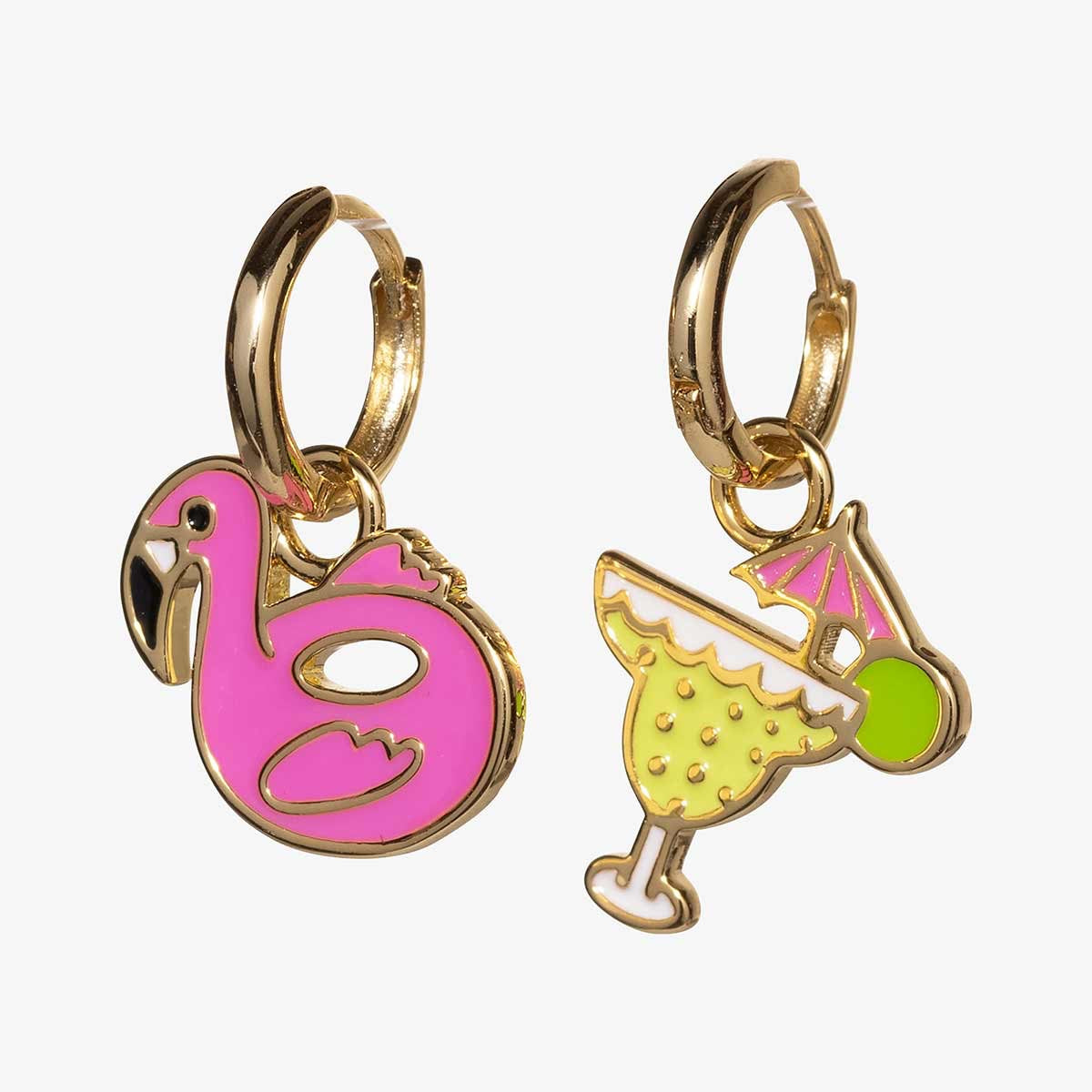 Margarita & Flamingo Float Hoop Earrings