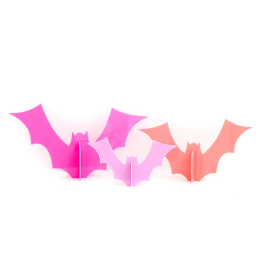 Halloween Pink Set Opaque Acrylic Bat Decorations