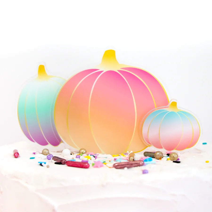 Gradient Pumpkins Acrylic Cake Topper Set