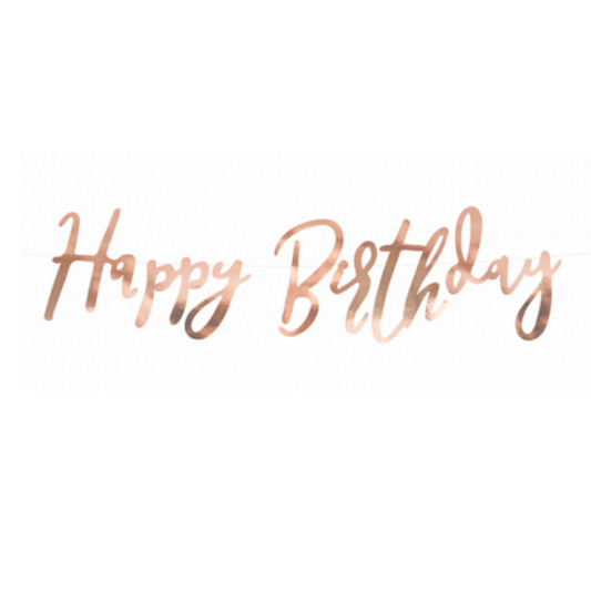 Rose Gold Happy Birthday Banner