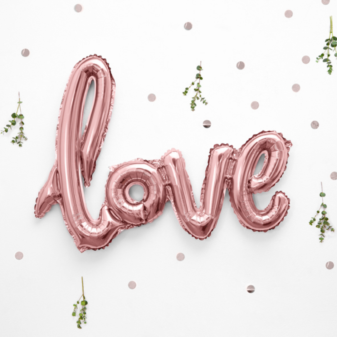 ROSE GOLD LOVE CURSIVE LETTER BALLOON