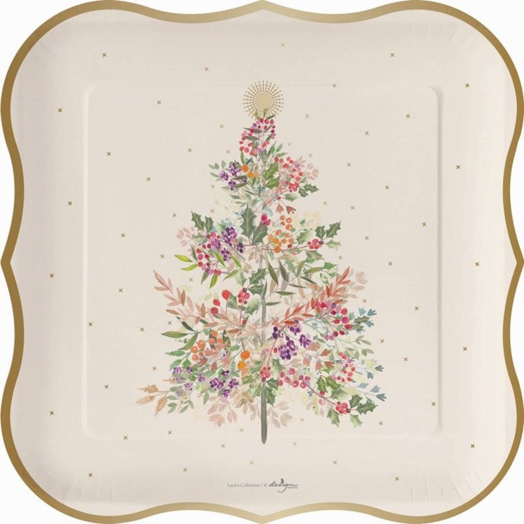 Christmas Tree Botanical  Dessert Plates