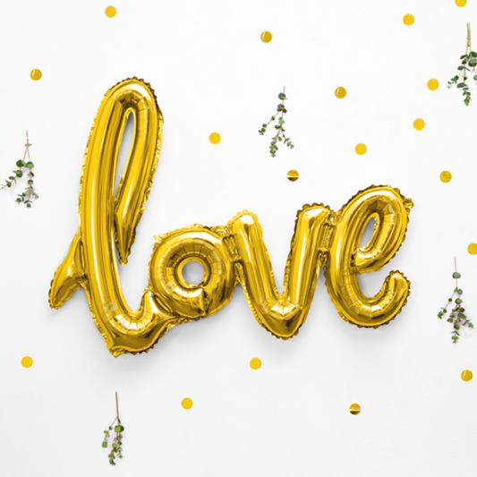 GOLD LOVE CURSIVE LETTER BALLOON