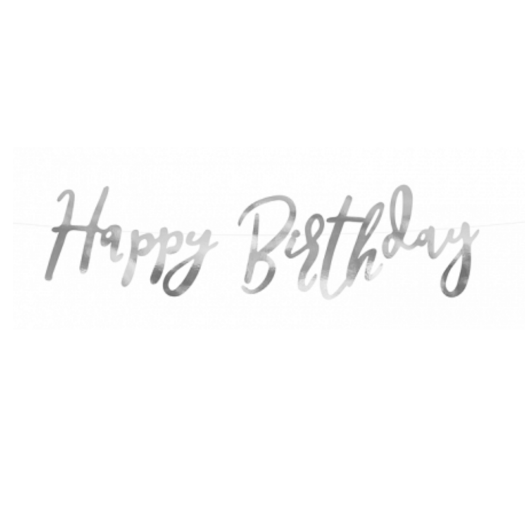 Silver Happy Birthday Banner