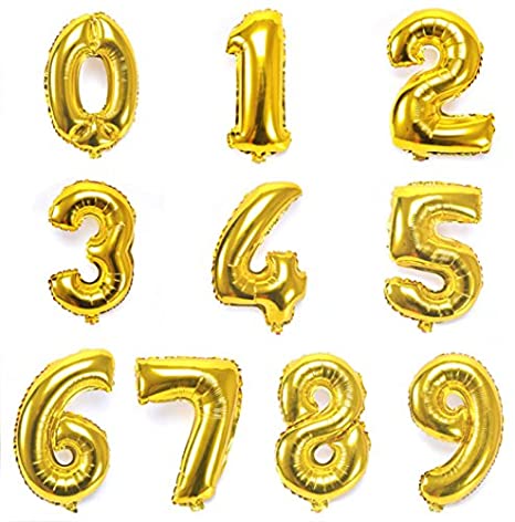 Gold Numbers Foil Balloons