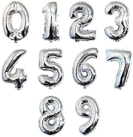 Silver Numbers Foil Balloons