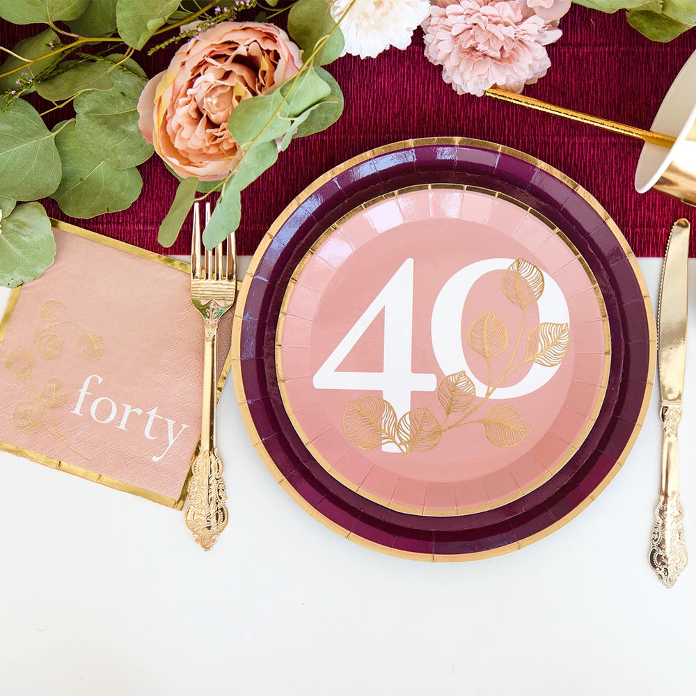 Blush 40th Dessert Plates