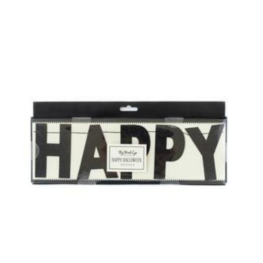 HAPPY HALLOWEEN BLACK GLITTER BANNER