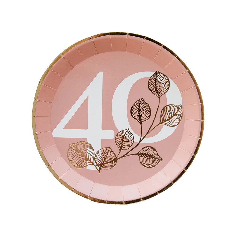 Blush 40th Dessert Plates