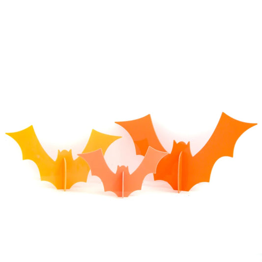 Halloween Orange Set Opaque Acrylic Bat Decorations