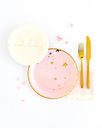 Baby Pink & Gold Star Dinner Plates