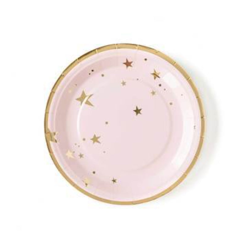 Baby Pink & Gold Star Dinner Plates