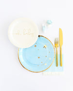 Baby Blue & Gold Star Dinner Plates