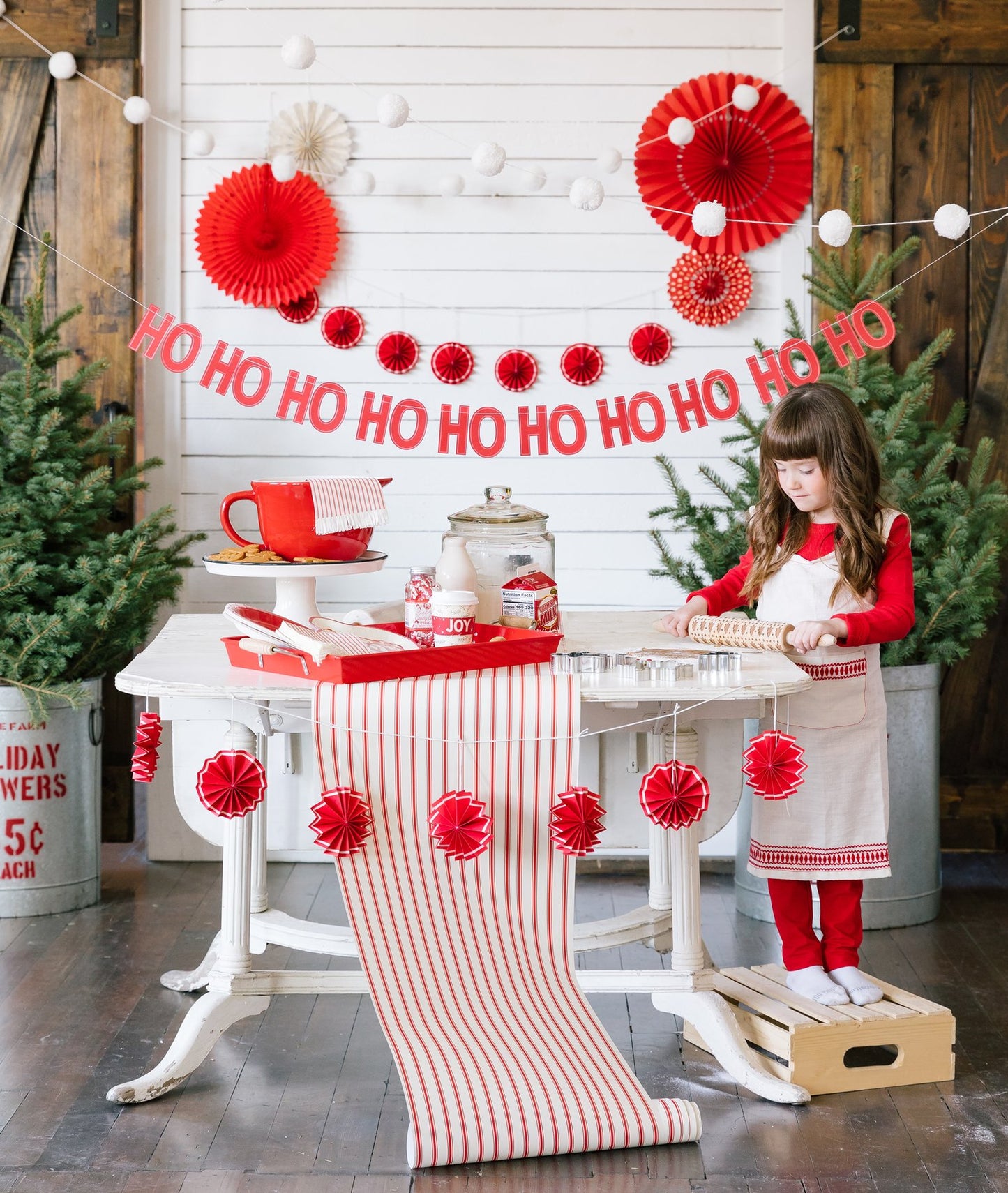 RED TICKING STRIPED TABLE RUNNER