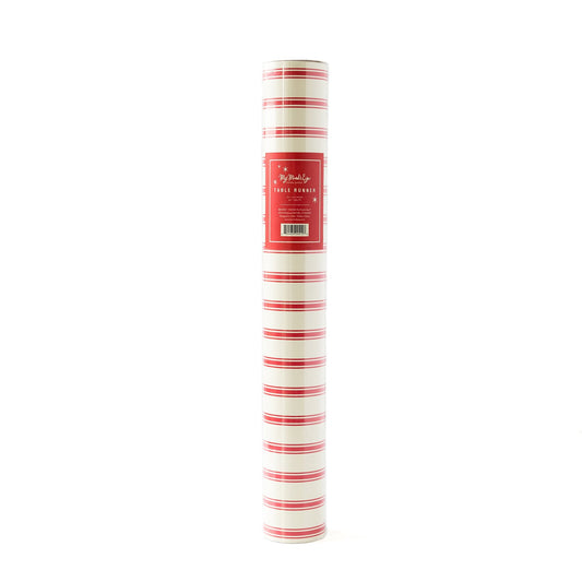 RED TICKING STRIPED TABLE RUNNER