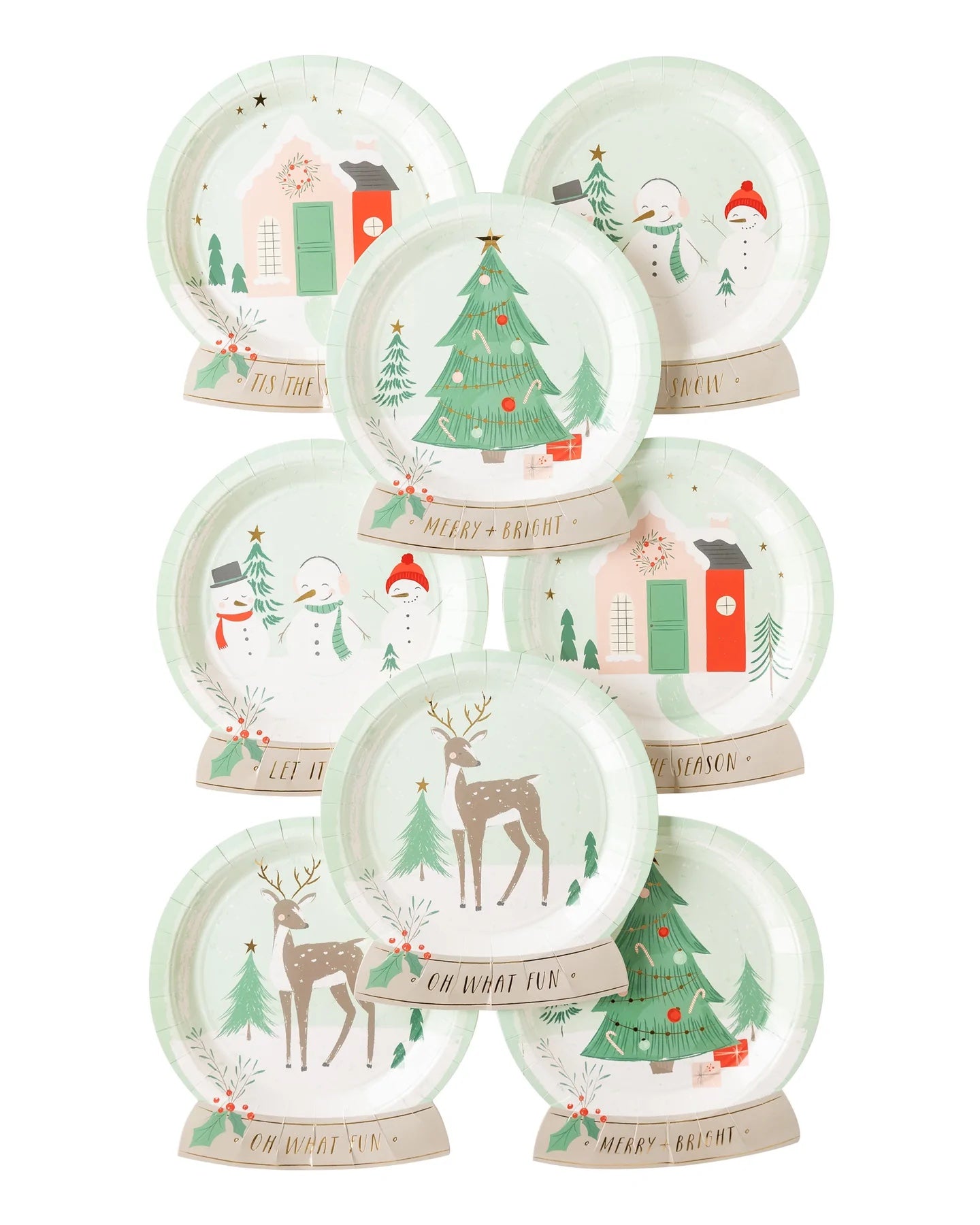 SNOW FUN SNOW GLOBE DINNER PLATES