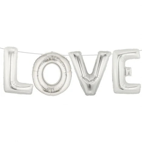 SILVER LOVE LETTER BALLOON