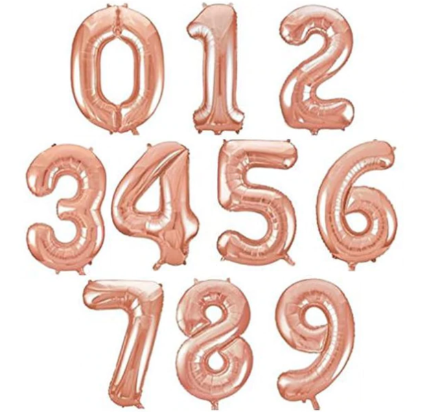 Rosegold Numbers Foil Balloons