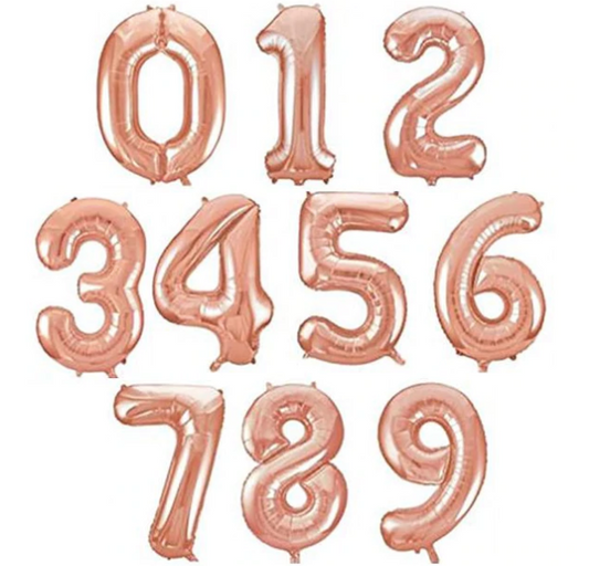 Rosegold Numbers Foil Balloons