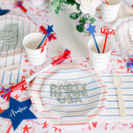 Candy Apple Frenchie Striped Dinner Plates