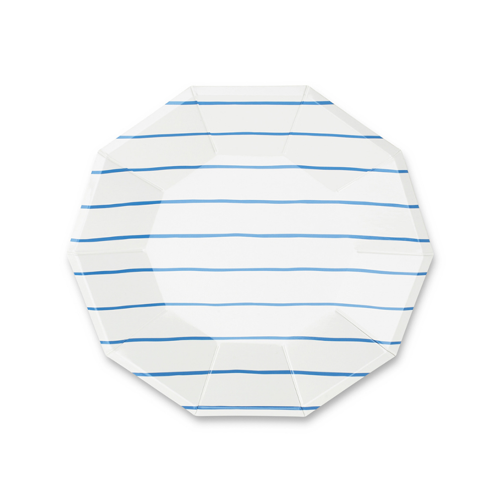 Cobalt Frenchie Striped Dessert Plates