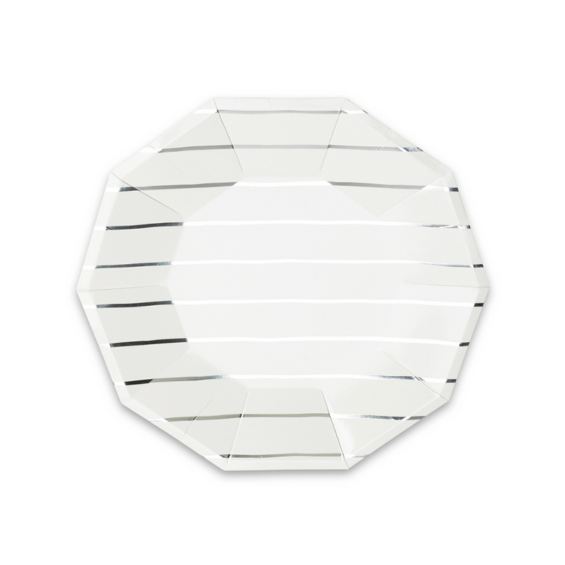 Silver Frenchie Striped Dessert Plates
