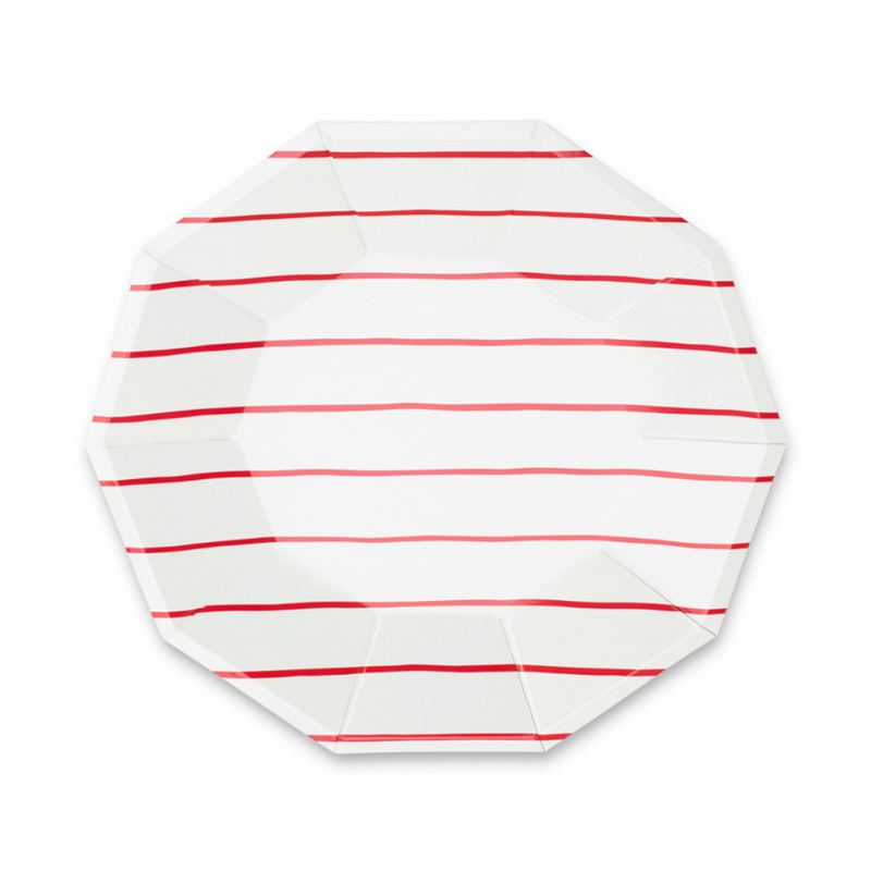 Candy Apple Frenchie Striped Dinner Plates