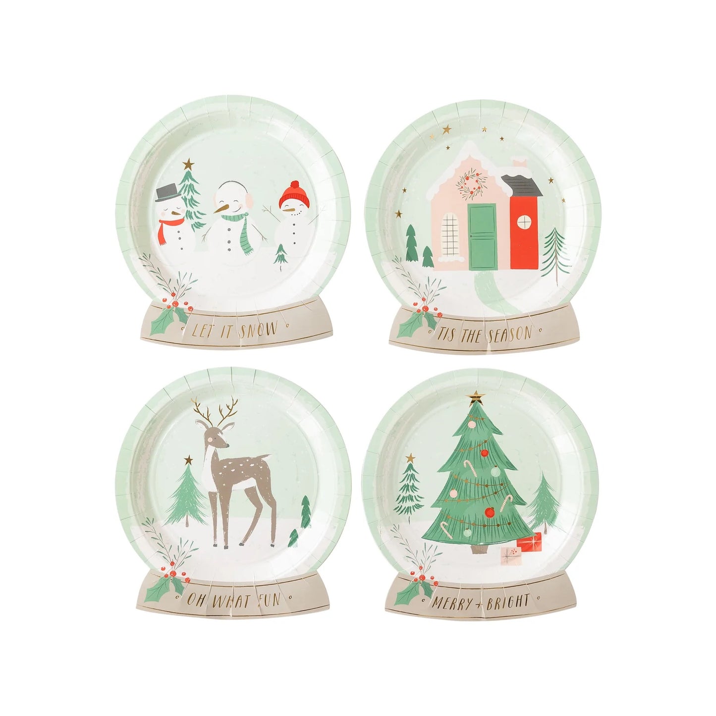 SNOW FUN SNOW GLOBE DINNER PLATES