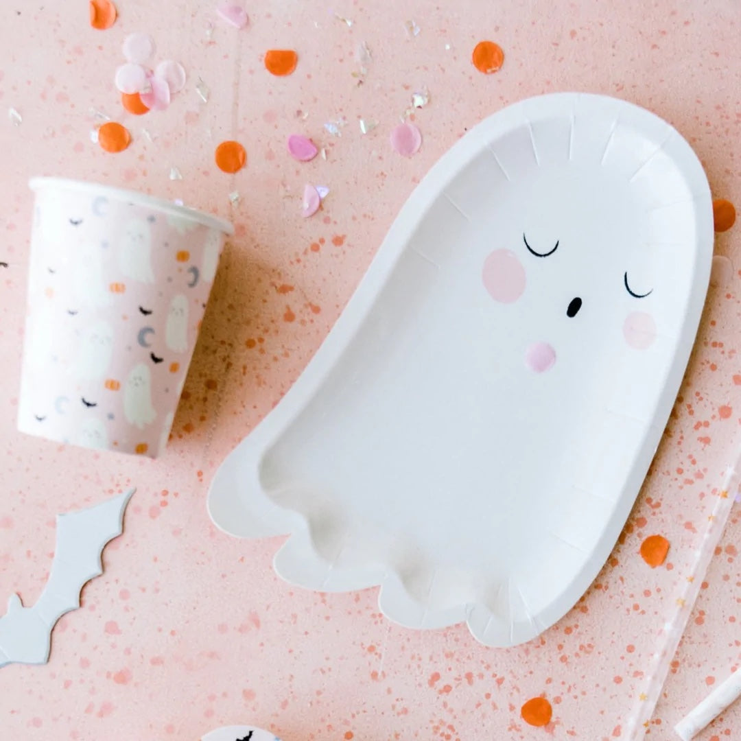 WHITE GHOST SHAPED DESSERT PLATES