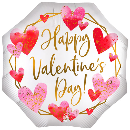 HEXAGON HAPPY VALENTINES DAY SUPER SHAPE FOIL BALLOON